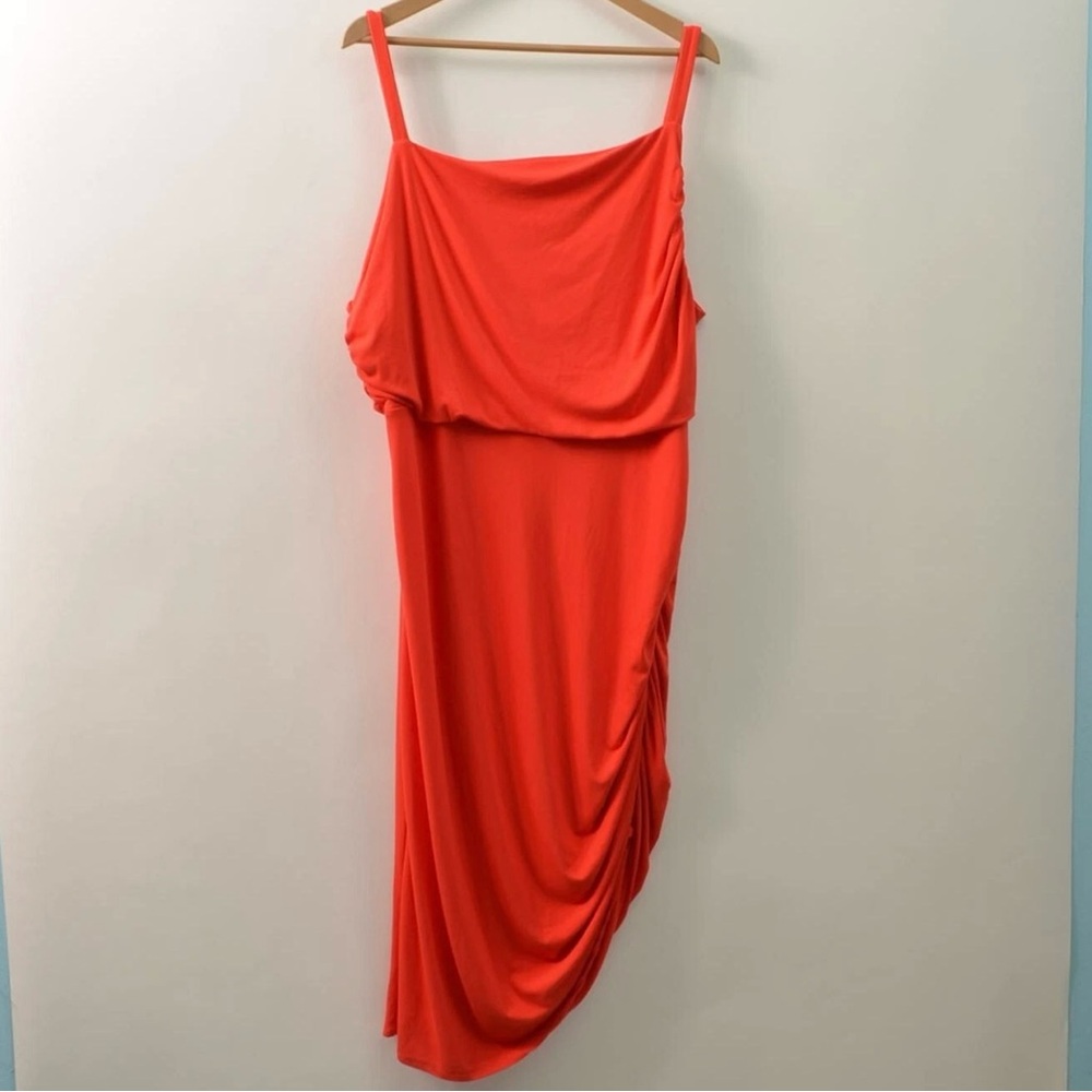 Sofia Vergara Dress Womens  XXXL Red Stretch Ruched Tank Sleeveless Viscose
